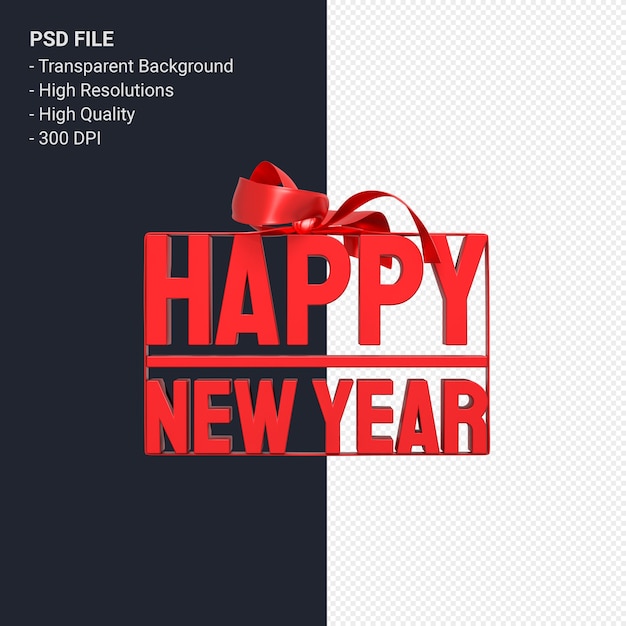 PSD bonne année avec arc et ruban design 3d isolé