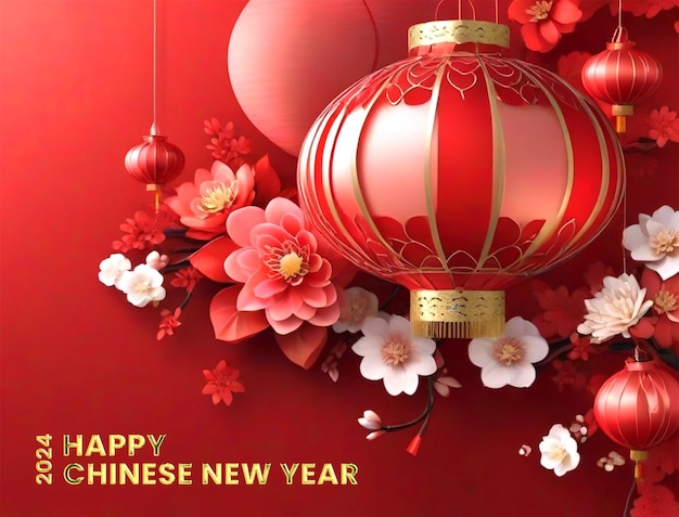PSD bonne année chinoise avec effet de texte doré et arrière-plan de la nouvelle année chinoise