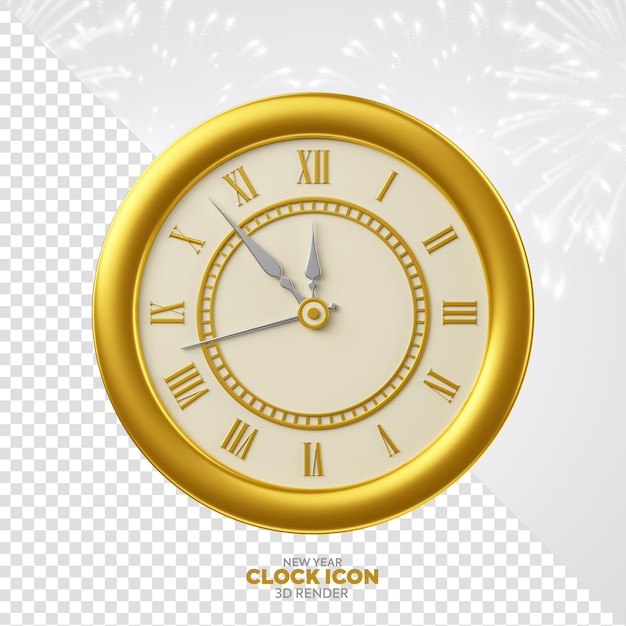 Bonne année, icône de l'horloge 3D.