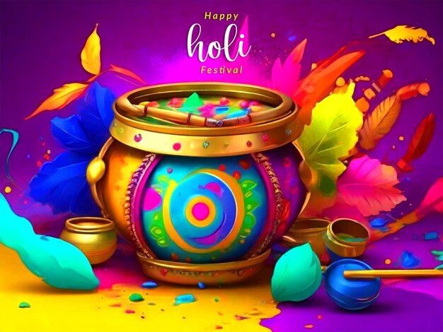 PSD bonne année à l'illustration du festival holi