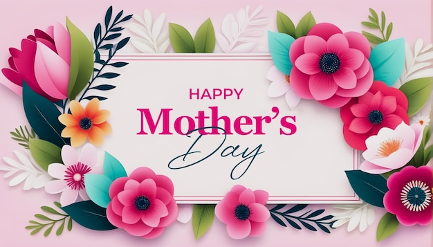 Bonne carte de vœux pour la fête des mères avec un bel arrière-plan floral et une typographie
