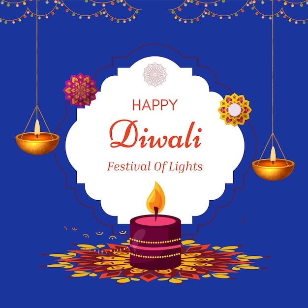 Bonne célébration du festival de Diwali belle carte de vœux vecteur de design élégant