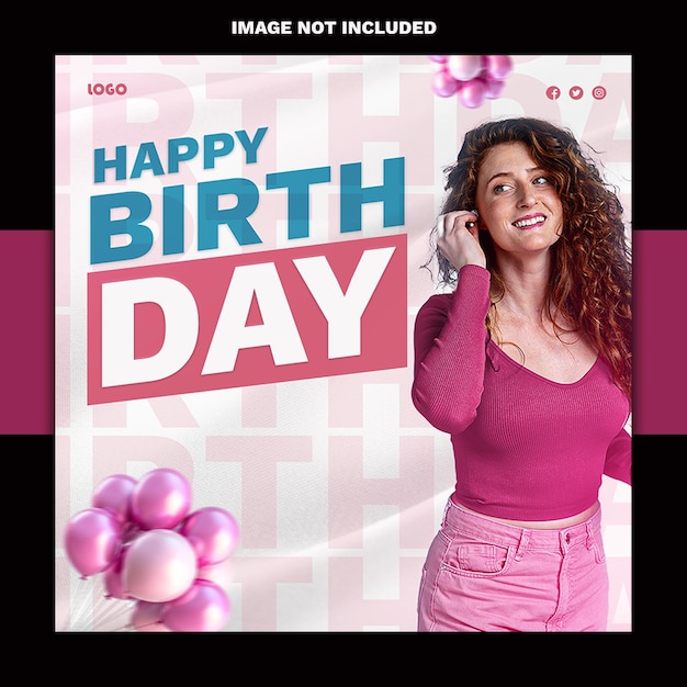 Bonne fête d'anniversaire modèle de médias sociaux