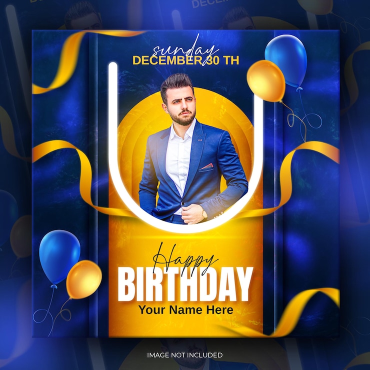 PSD bonne fête d'anniversaire post flyer carré modèle de bannière de médias sociaux