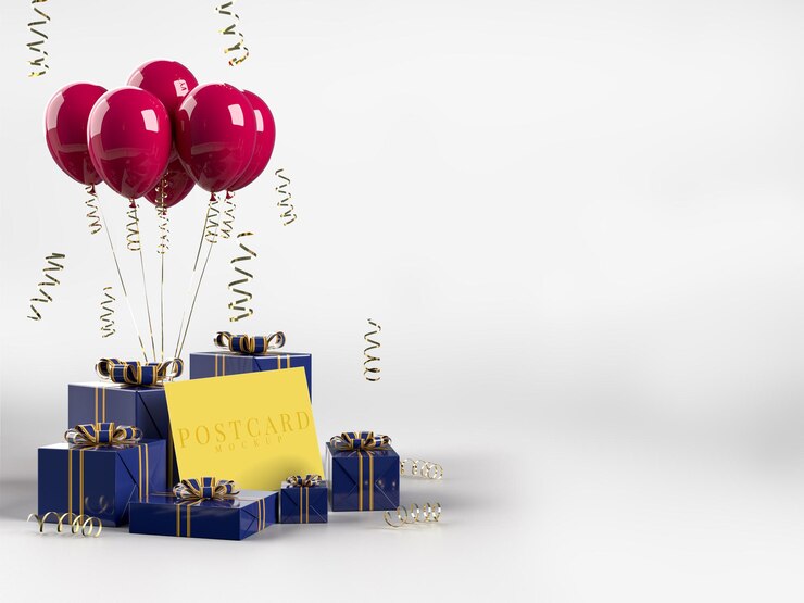 PSD bonne fête de célébration de la saint-valentin avec des décorations de boîte-cadeau