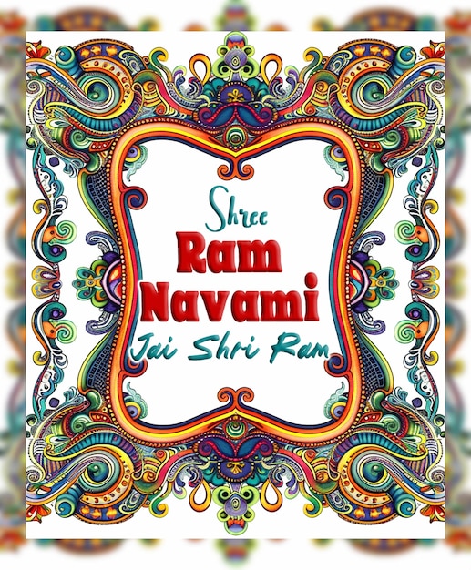 PSD bonne fête culturelle hindoue de ram navami souhaite une carte de célébration isolée sur un fond transparent