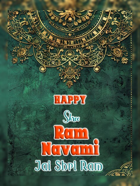 PSD bonne fête culturelle hindoue de ram navami souhaite une carte de célébration isolée sur un fond transparent