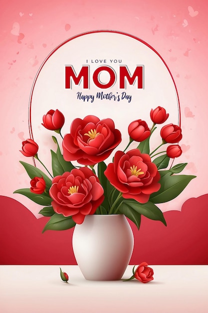 PSD bonne fête des mères carte de vœux avec fond floral