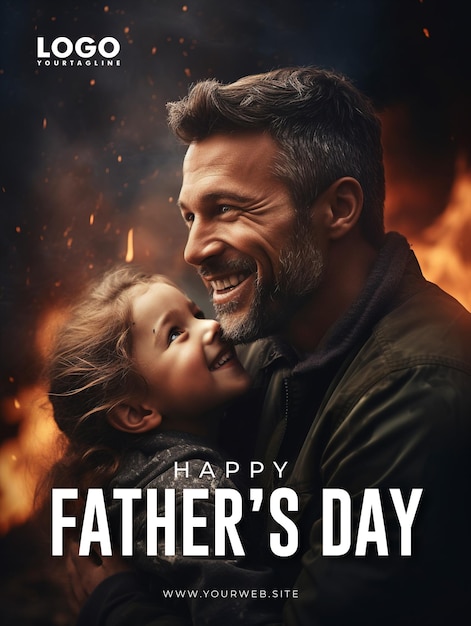 Bonne Fête Des Pères Sur Les Réseaux Sociaux Conception D'affiche Avec Fond Père Et Fils