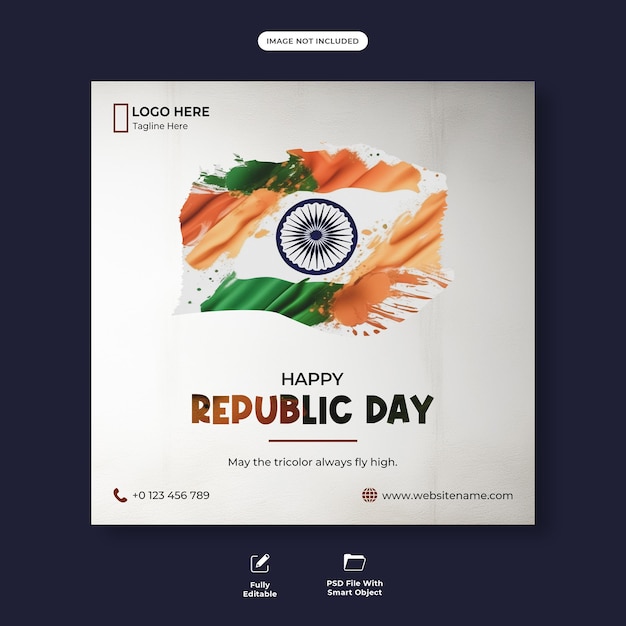 Bonne Fête De La République Indienne Design De Post Sur Les Réseaux Sociaux Ou Modèle De Bannière