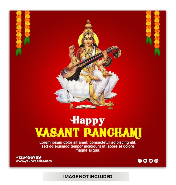 PSD bonne fête de vasant panchami sur les réseaux sociaux