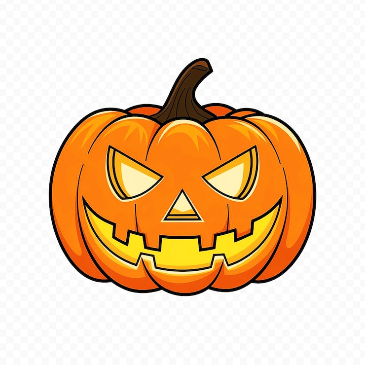 PSD bonne halloween, une citrouille effrayante sur un fond transparent pour un post et une bannière sur les réseaux sociaux