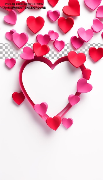 PSD bonne journée des amoureux texte avec l'effet d'amour en forme de cœur 3d sur fond transparent