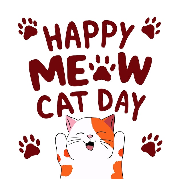 Bonne journée internationale du chat Design vectoriel isolé_Le meilleur pour votre joli T-shirt