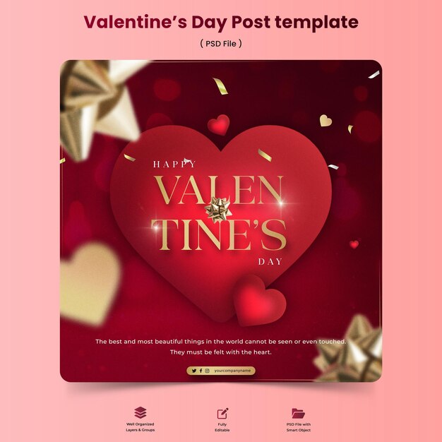 Bonne publication premium de la Saint-Valentin avec des coeurs de cadeaux