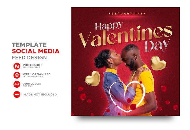 PSD bonne publication sur les réseaux sociaux de la saint-valentin couple