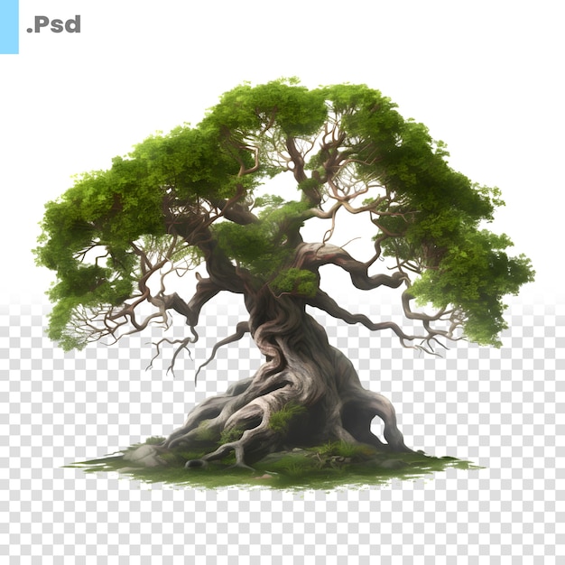 PSD bonsai-baum isoliert auf weißem hintergrund 3d-rendering-illustration psd-vorlage