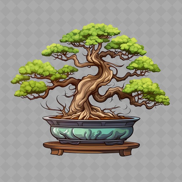 PSD un bonsai dans un pot avec les mots bonsai dessus