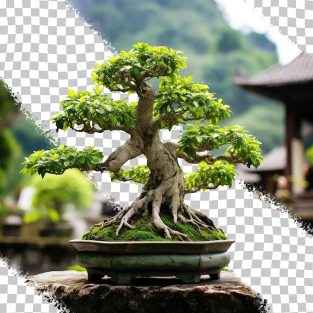 PSD bonsai ist eine asiatische kunstform, bei der kleine bäume in behältern geschaffen werden, die echten bäumen nachempfunden sind