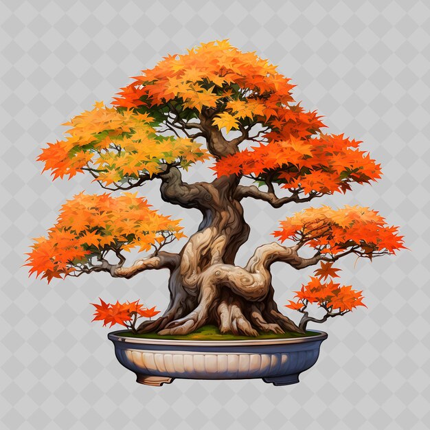 PSD un bonsai avec un pot de feuilles d'orange