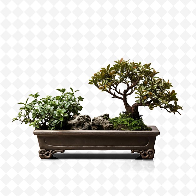 PSD un bonsai avec un pot avec une plante dessus