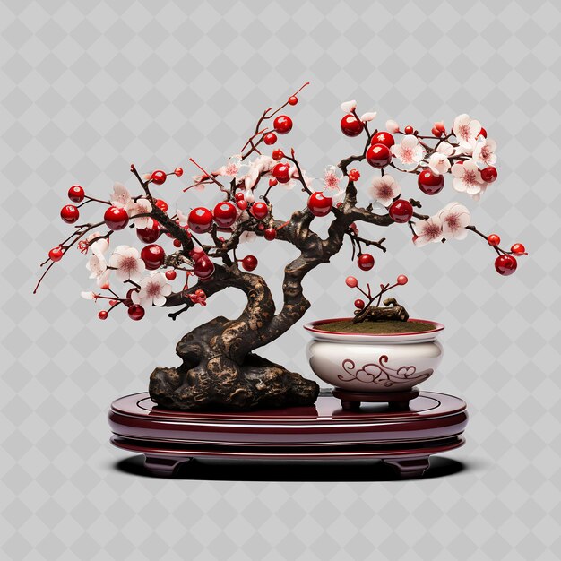 Bonsai De Prune Png Pot Laqué Feuilles Dentelées Conception D'hiver Décor D'arbres Transparents Divers