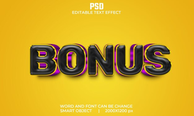 Bônus de efeito de texto editável 3D Premium Psd com plano de fundo