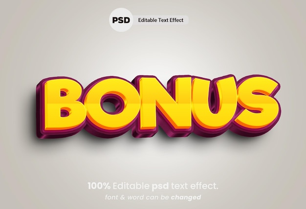 Bônus de efeito de texto psd editável em 3D