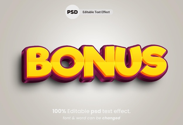 Bônus de efeito de texto psd editável em 3d