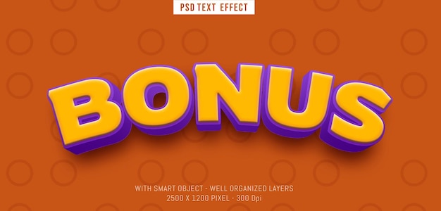 Bônus de texto editável com efeito de estilo 3D