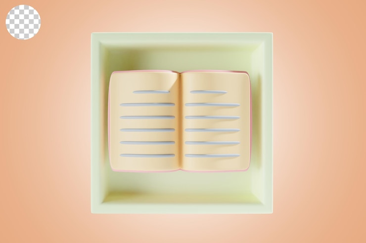PSD book back to school icon 3d render with rectangle yellow theme