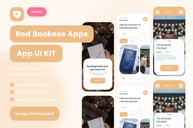 PSD book mobile app ui kit benutzeroberfläche