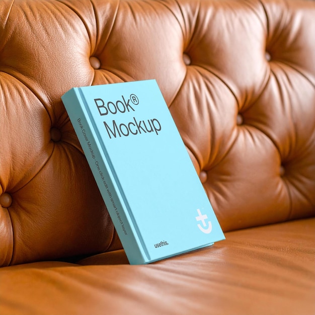 Book Mockup on a Leather Surface