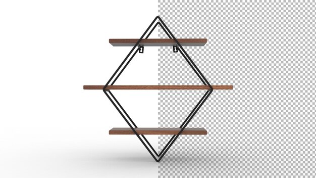 Book shelf front view with shadow 3d render