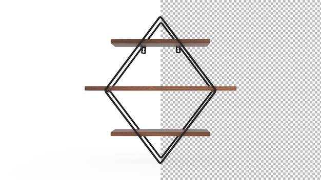 Book shelf front view without shadow 3d render