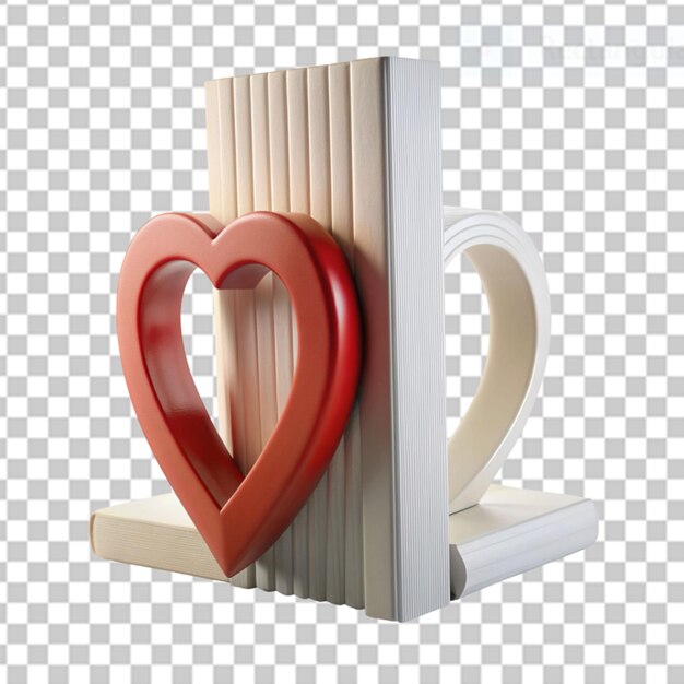 PSD bookend de amor impresso em 3d em fundo transparente