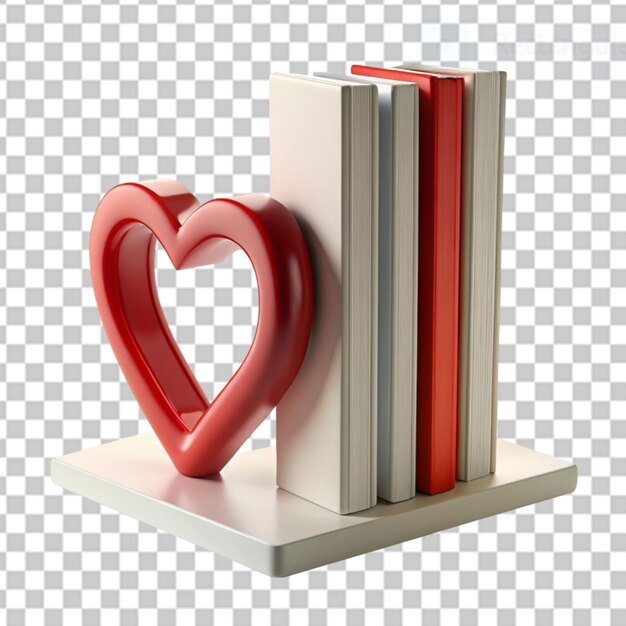 PSD bookend de amor impresso em 3d em fundo transparente