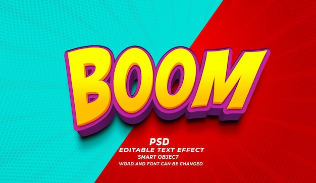 Boom 3d-bearbeitbare texteffekt-photoshop-psd-vorlage