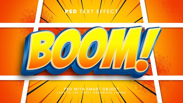 PSD boom comic editierbarer texteffekt mit cartoon- und kindertextstil