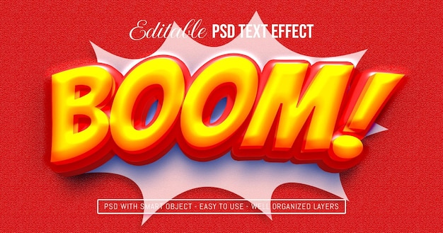 Boom efecto de texto estilo cómic 3d editable