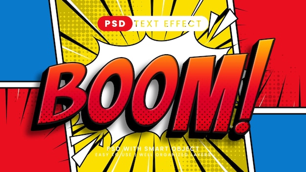 PSD boom popart-texteffekt editierbarer comic- und cartoon-textstil