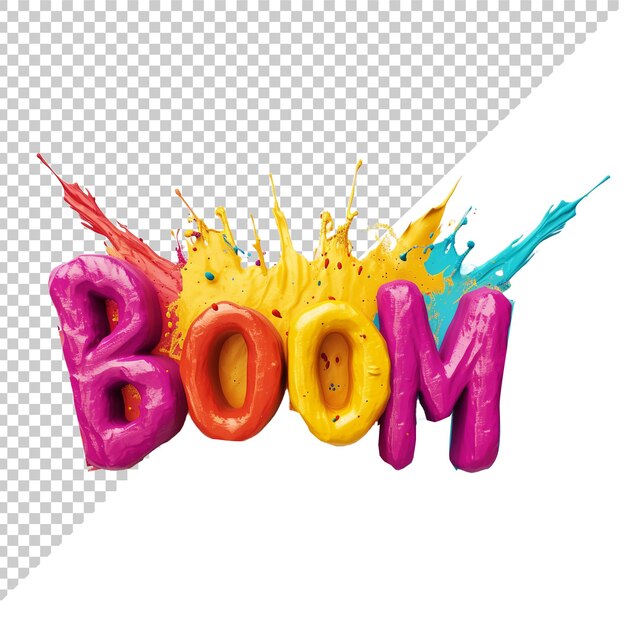 PSD boom texte 3d avec fond transparent