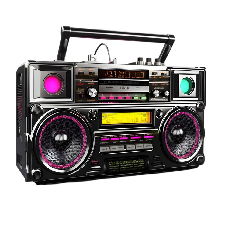 PSD boombox retro con reproductor de casetes