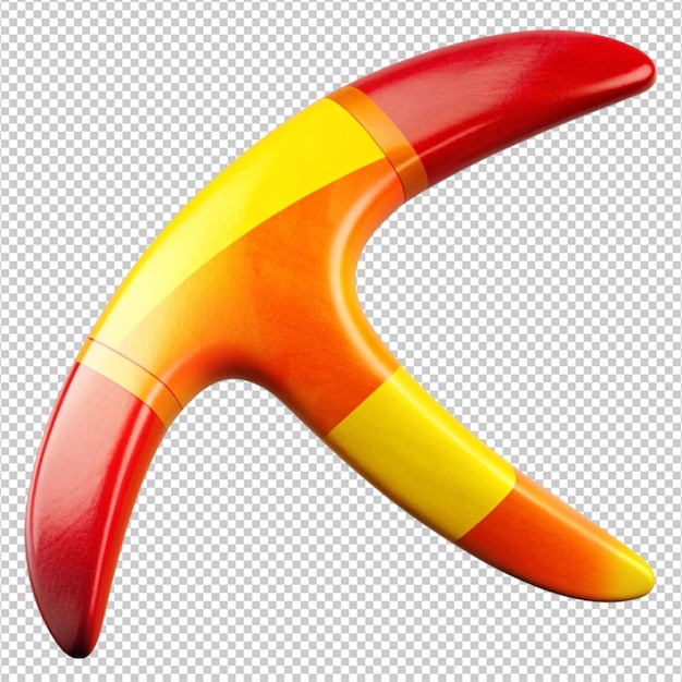 boomerang de color rojo y amarillo sobre fondo blanco