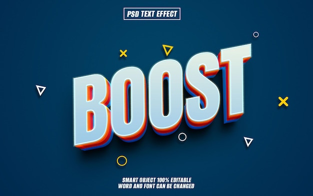 boost text effect font editable typography 3d text