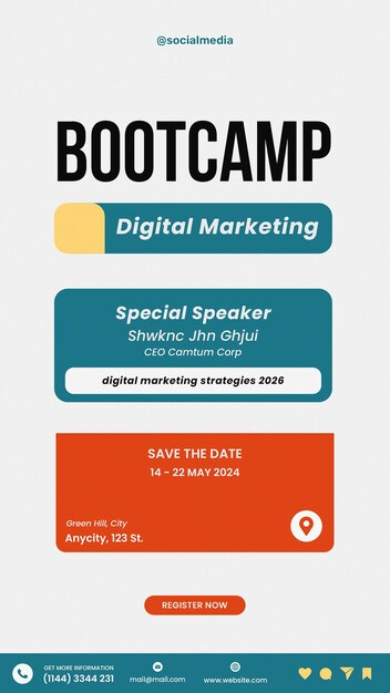 PSD bootcamp marketing digital flyer modelo de histórias do instagram design psd
