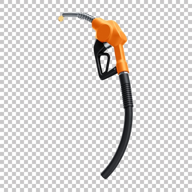 Boquilla de bomba de combustible 3D para gasolina, alcohol y diésel en la gasolinera con fondo transparente
