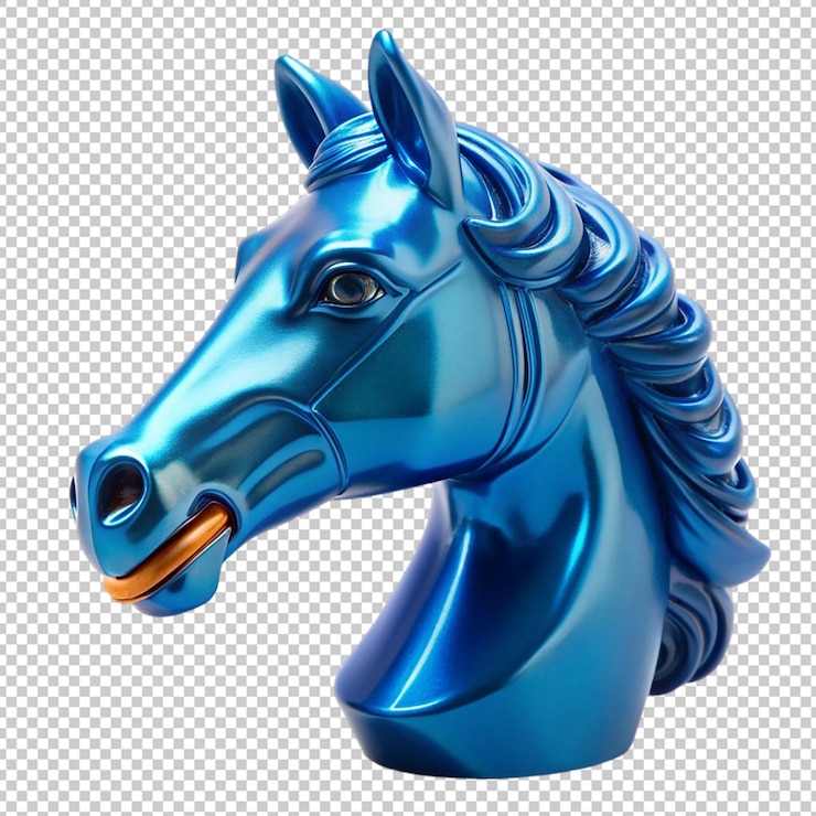 PSD boquilla de caballo azul sobre un fondo transparente