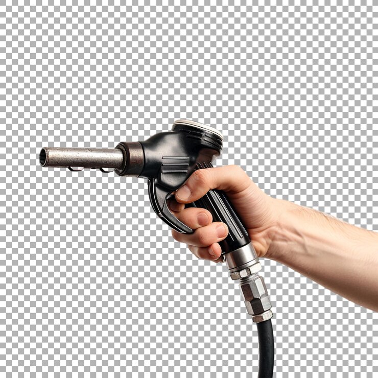 PSD boquilla de combustible en la mano sobre un fondo transparente generada por ai