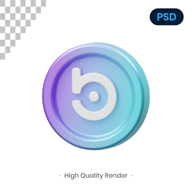 Bora coin 3d render ilustração psd premium